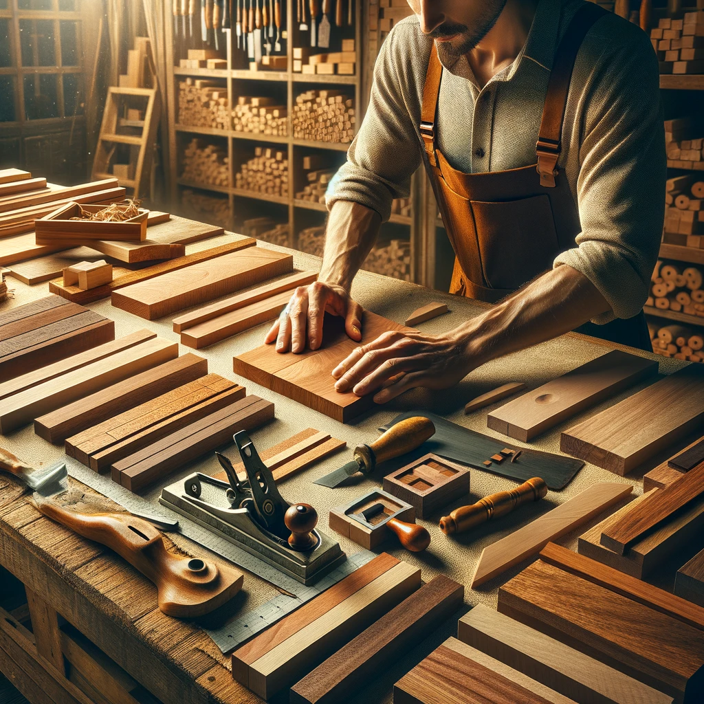 cabinet maker selecting the right wood for custom cabinets